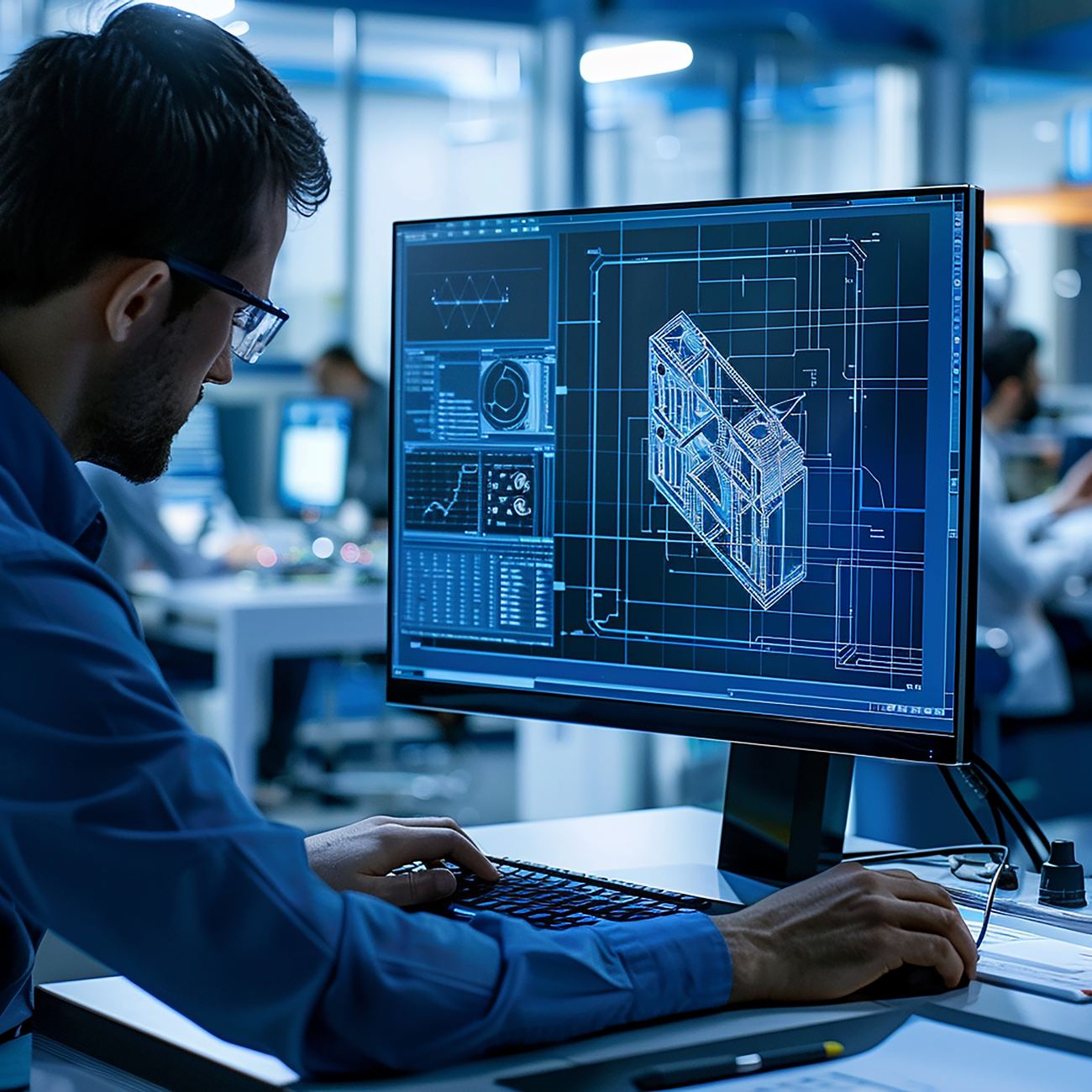 Engineer working on CAD and CFD thermal design